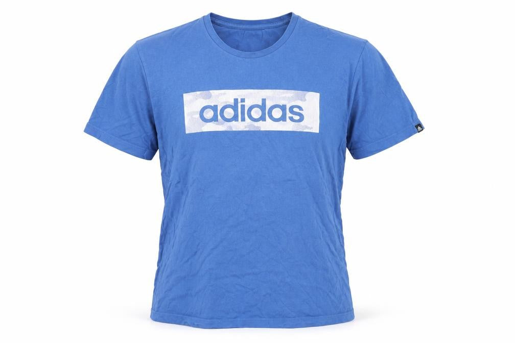 Adidas Men's Blue Graphic Logo Short Sleeve Cotton T-Shirt M