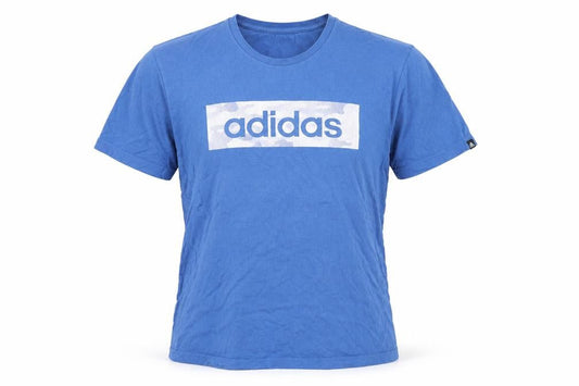 Adidas Men's Blue Graphic Logo Short Sleeve Cotton T-Shirt M