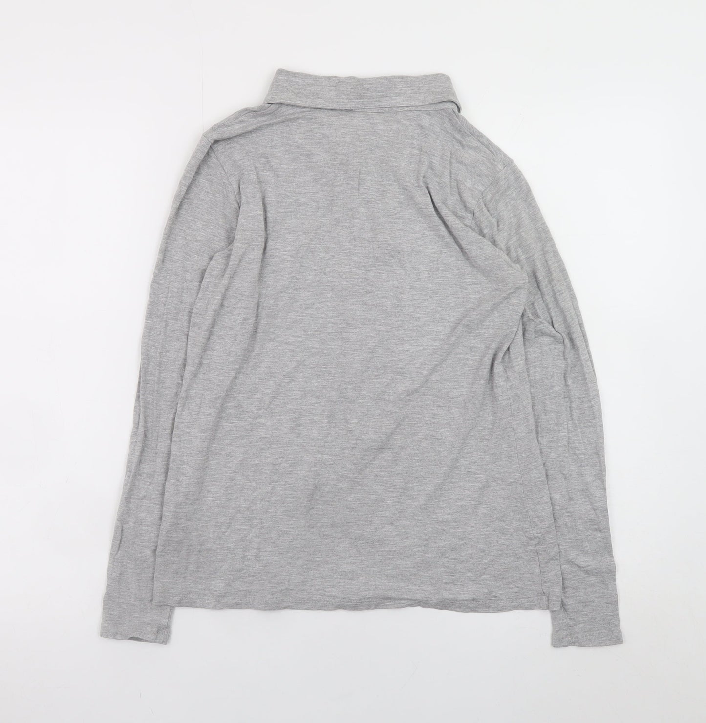 Pure Collection Women’s Grey Long Sleeve Collared Jersey Blouse UK 14