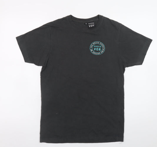 Hager Vor Men's Black XS Graphic Print Cotton T-Shirt