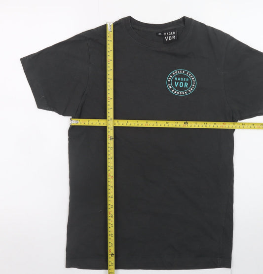 Hager Vor Men's Black XS Graphic Print Cotton T-Shirt