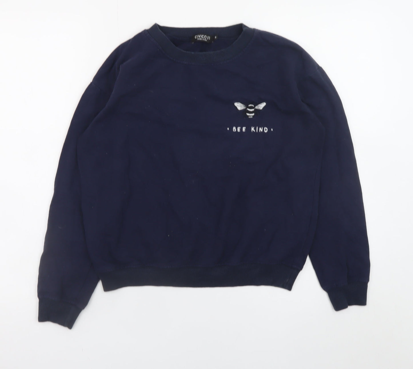 Civico 51 Women's Navy Blue Pullover Sweatshirt Bee Kind M