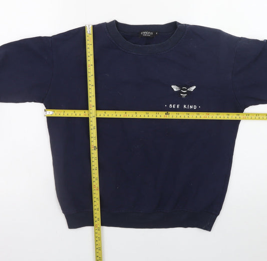 Civico 51 Women's Navy Blue Pullover Sweatshirt Bee Kind M