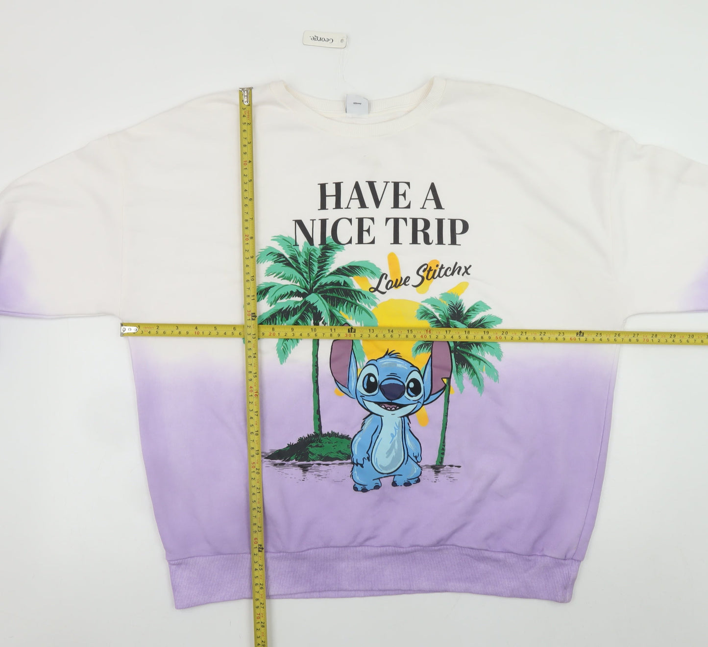Disney Stitch at George Women's Purple Ombre Pullover Sweatshirt Size S 8-10