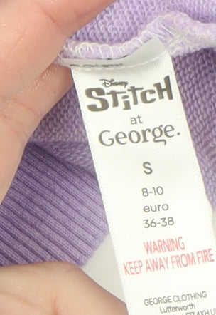 Disney Stitch at George Women's Purple Ombre Pullover Sweatshirt Size S 8-10