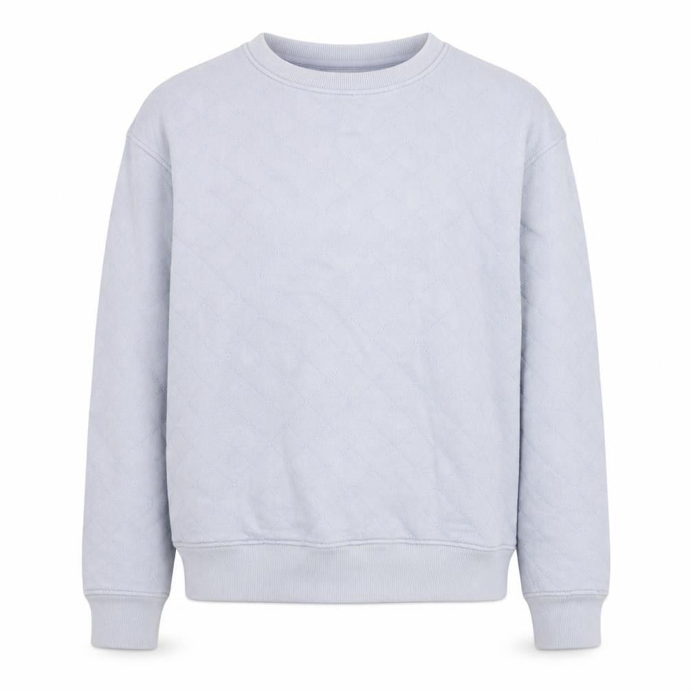 Hush Grey Quilted Cotton Crew Neck Sweatshirt S Unisex