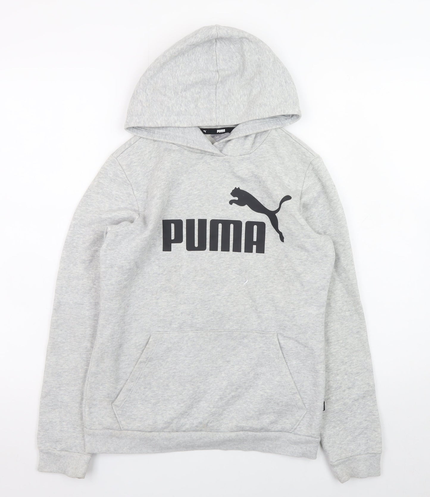 Puma Grey Teens 164 Pullover Hoodie with Logo Front