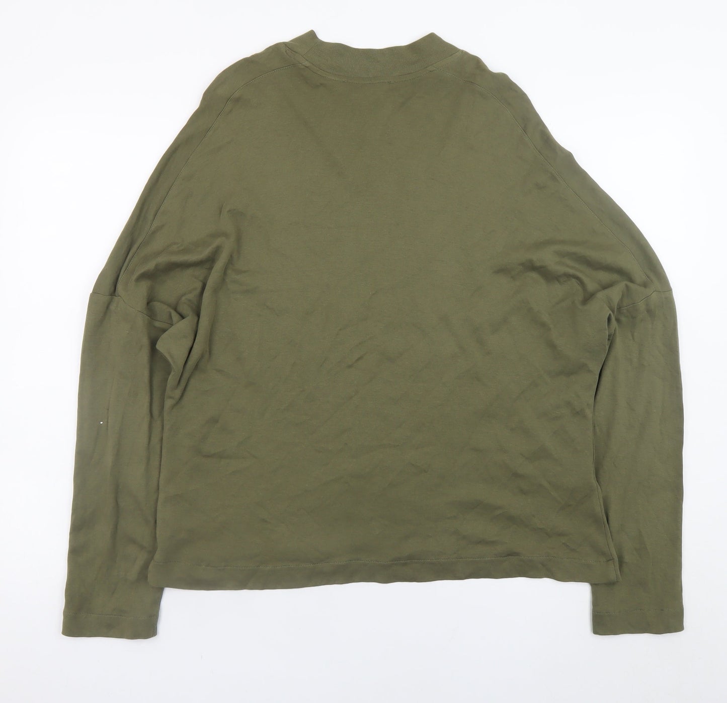 Mango Womens Green Long Sleeve Basic Cotton T-Shirt Size L