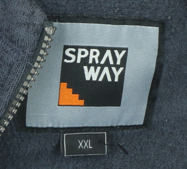Sprayway Men's Blue 2XL Full Zip Hooded Fleece Jacket