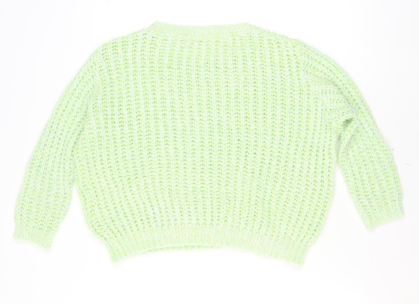 Warehouse Women’s Green Chunky-Knit Crew Neck Jumper Size 10