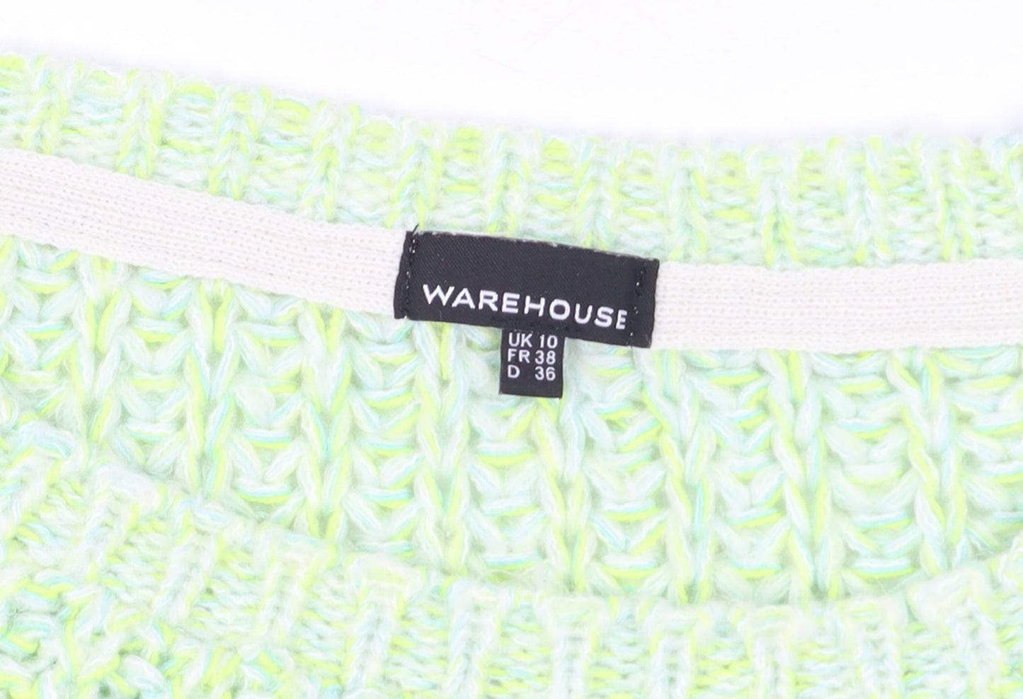 Warehouse Women’s Green Chunky-Knit Crew Neck Jumper Size 10