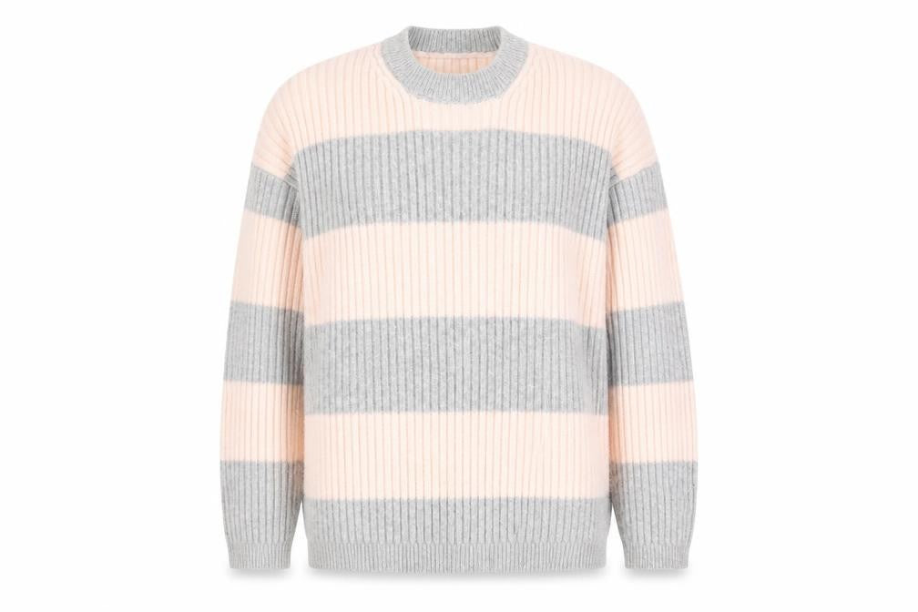 Marks and Spencer Womens Grey Mix Striped Knit Pullover Jumper L