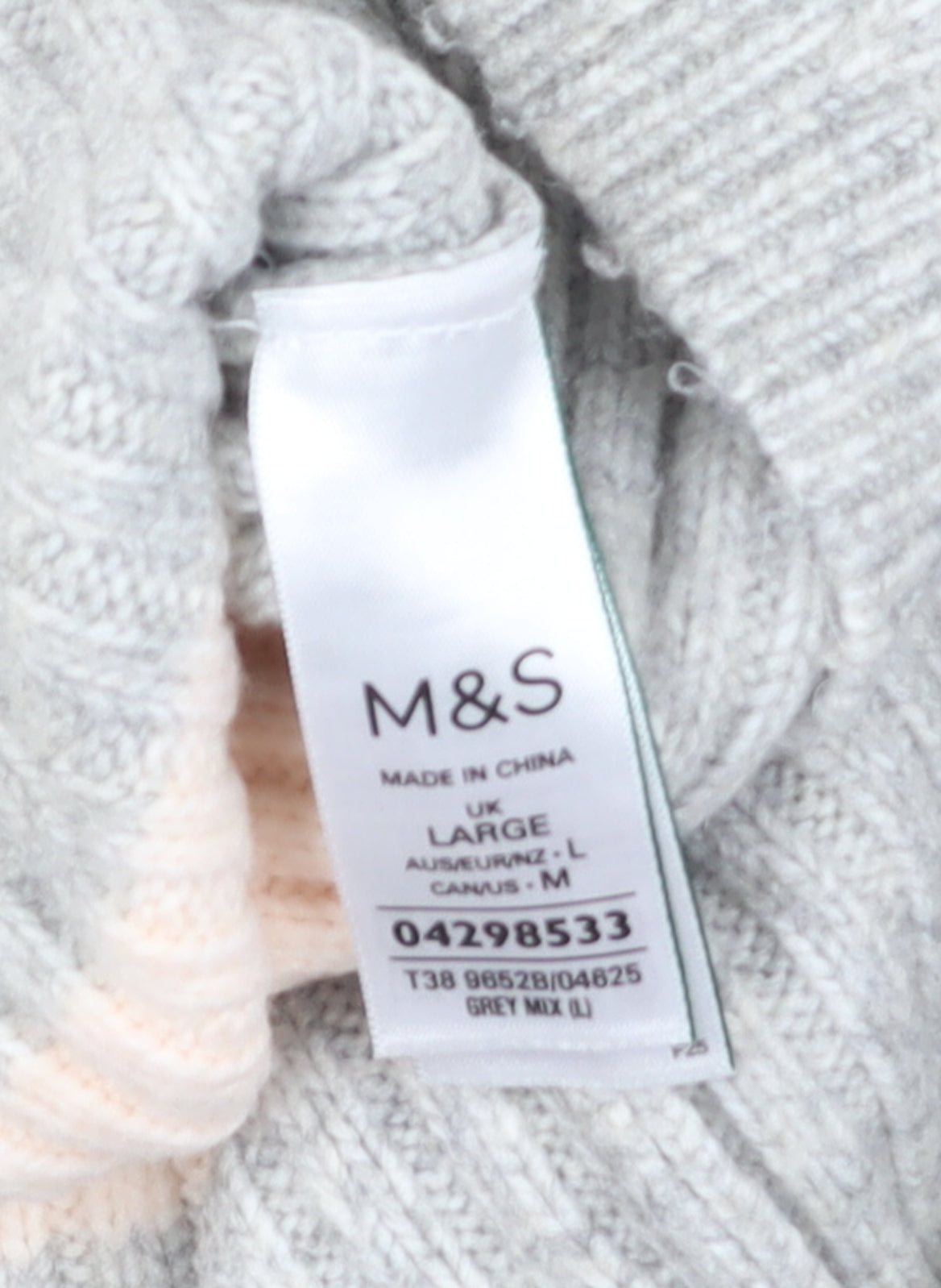 Marks and Spencer Womens Grey Mix Striped Knit Pullover Jumper L