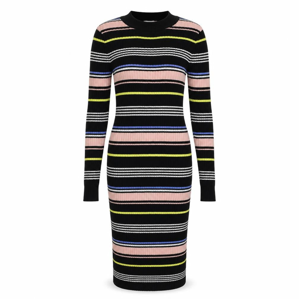 H&M Women Multicoloured Size 8 Bodycon Knit Stripe Dress
