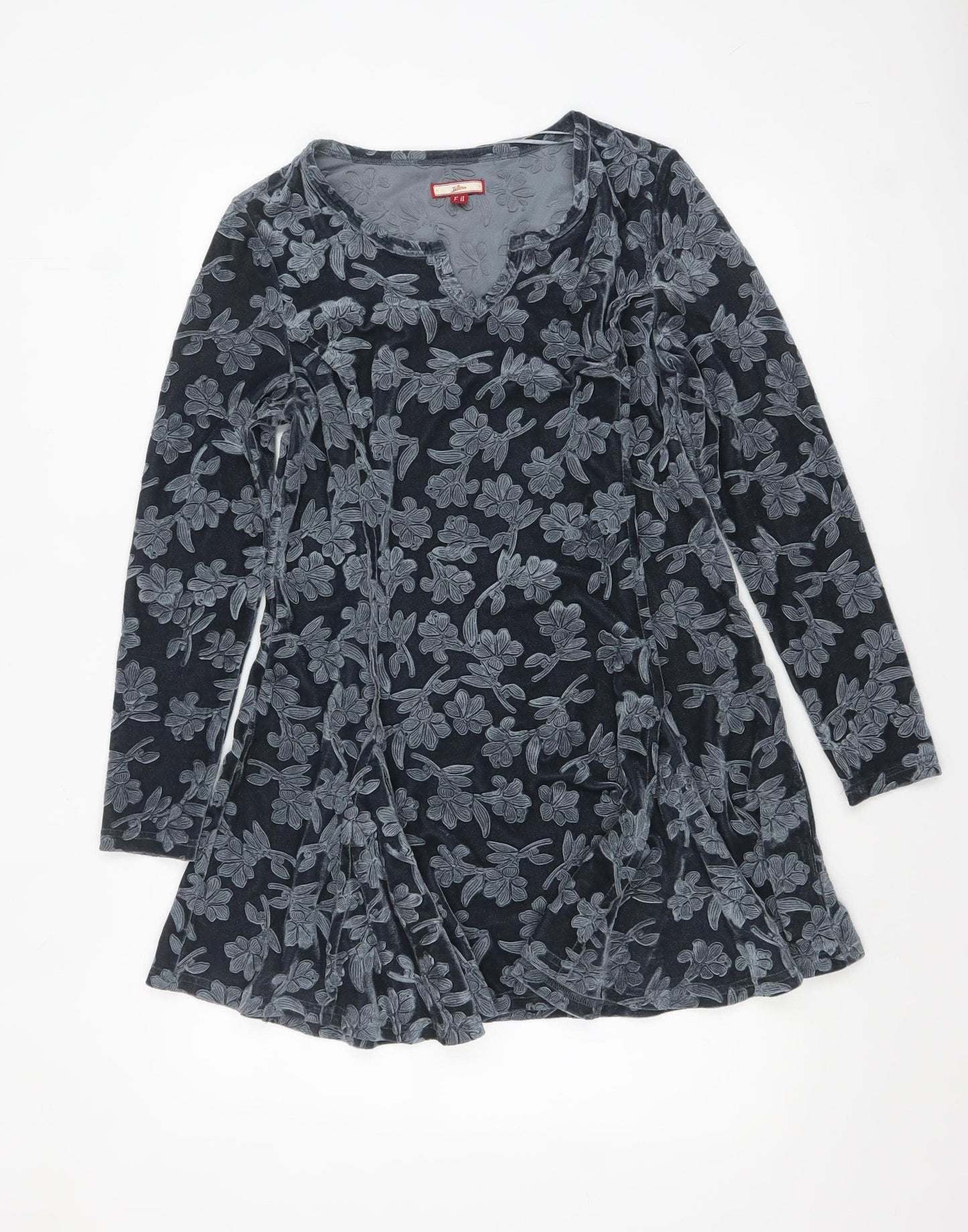 Joe Browns Womens Grey Floral Velvet Tunic Blouse Size 10