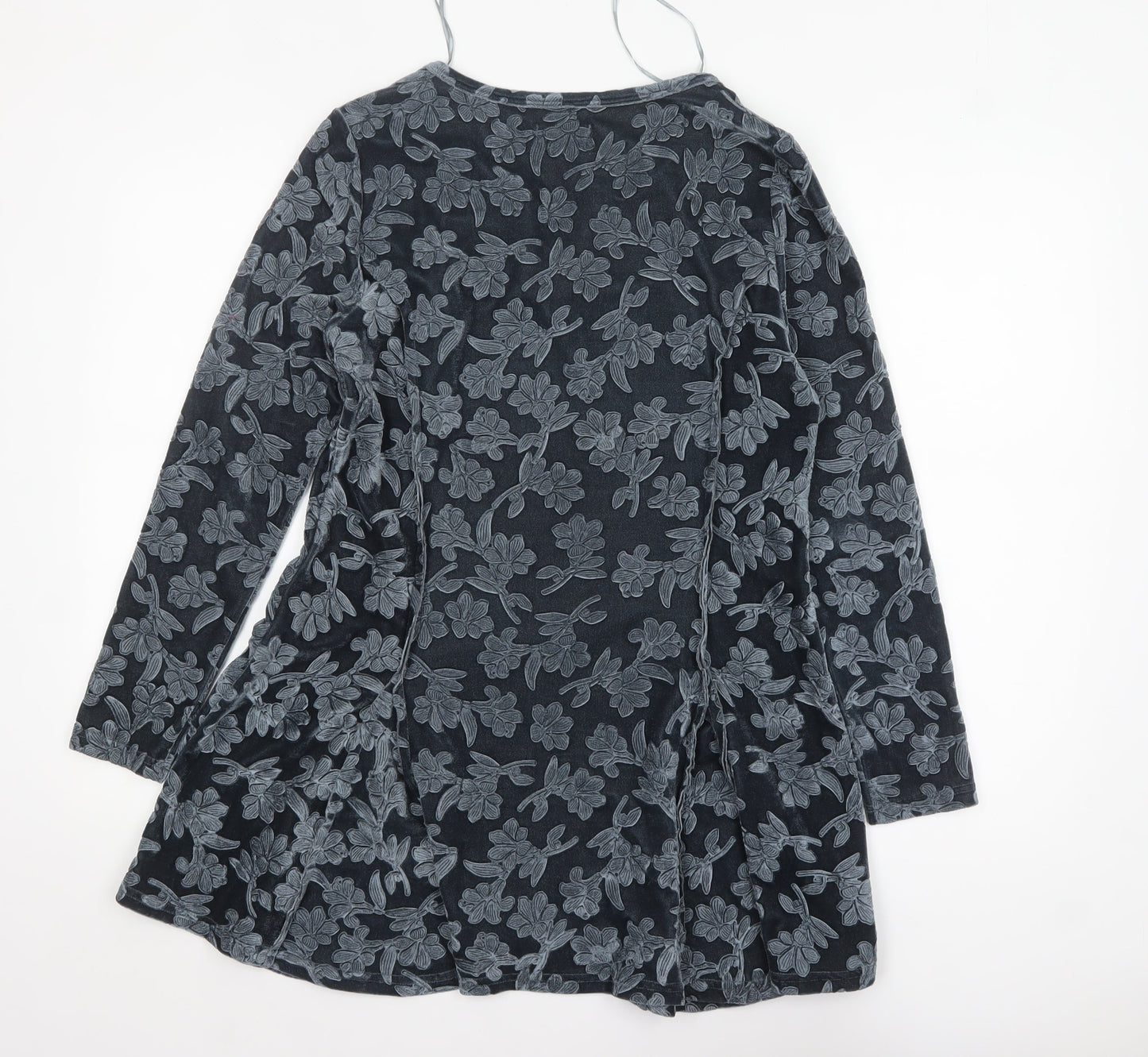 Joe Browns Womens Grey Floral Velvet Tunic Blouse Size 10