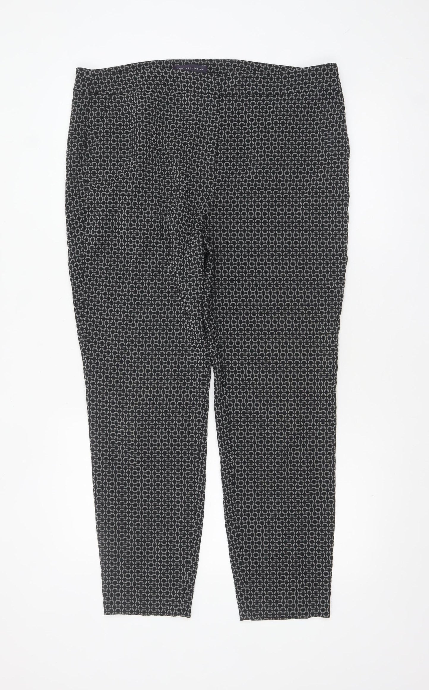 Marks and Spencer Womens Black Geometric Slim Trousers Size 16