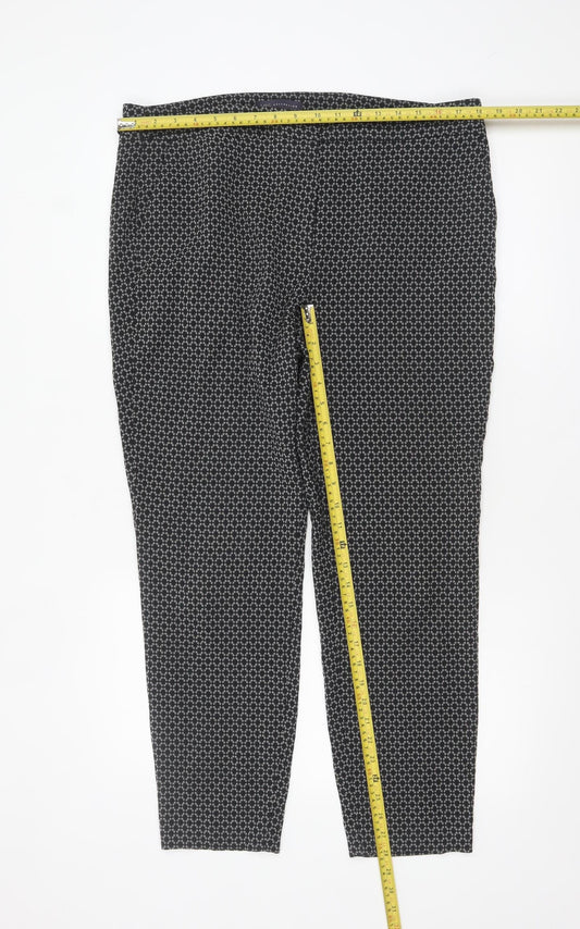Marks and Spencer Womens Black Geometric Slim Trousers Size 16