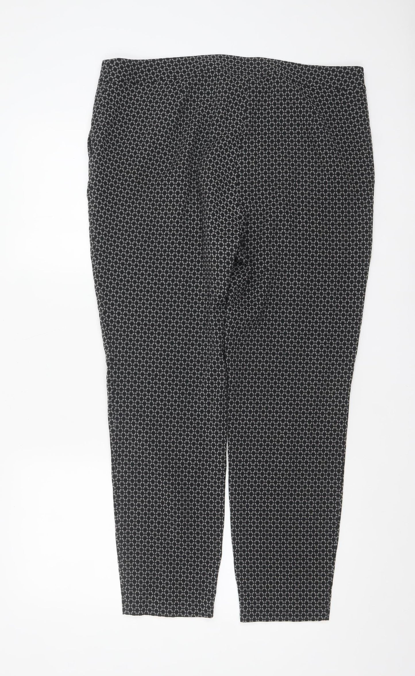 Marks and Spencer Womens Black Geometric Slim Trousers Size 16