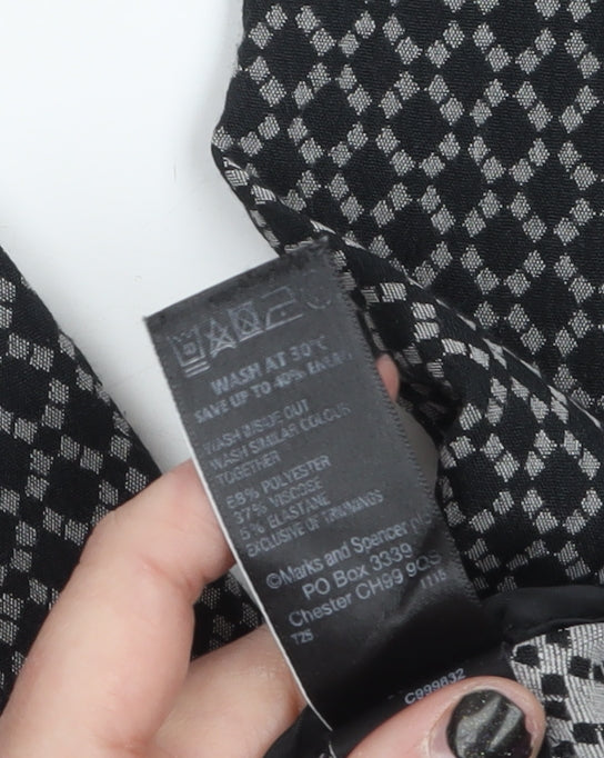 Marks and Spencer Womens Black Geometric Slim Trousers Size 16
