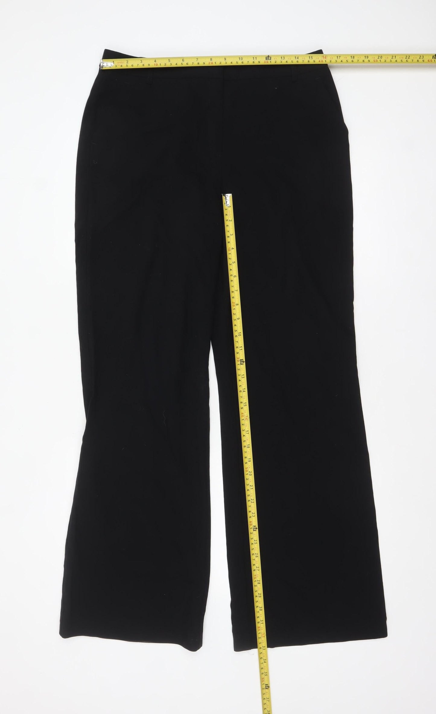 Marks and Spencer Women Black Size 14 Tall Straight Leg Trousers