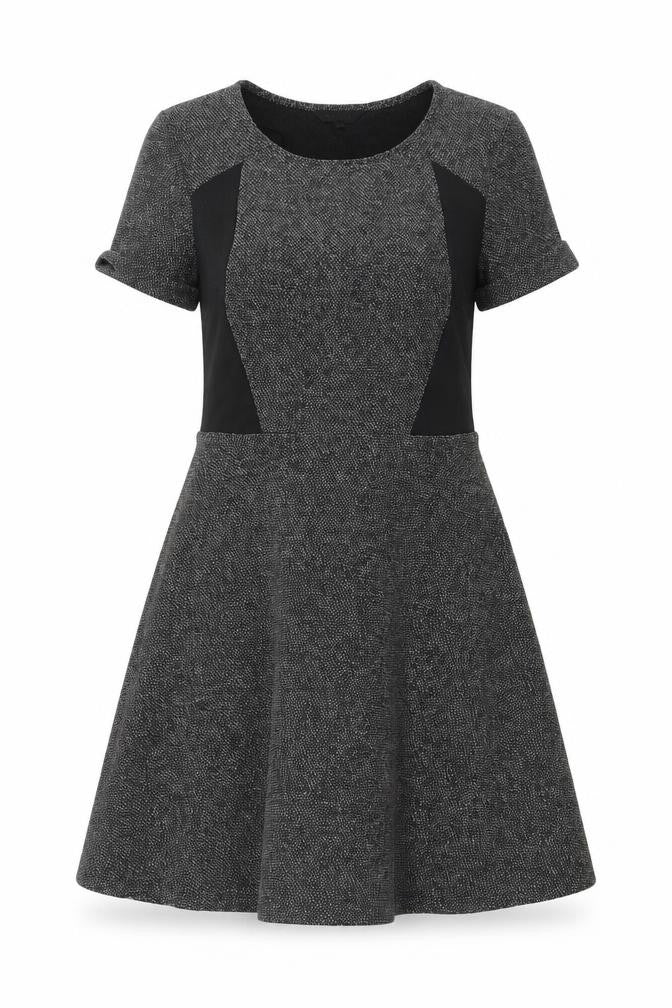 New Look Women’s Grey Fit & Flare Short Sleeve Knit Dress Size 12