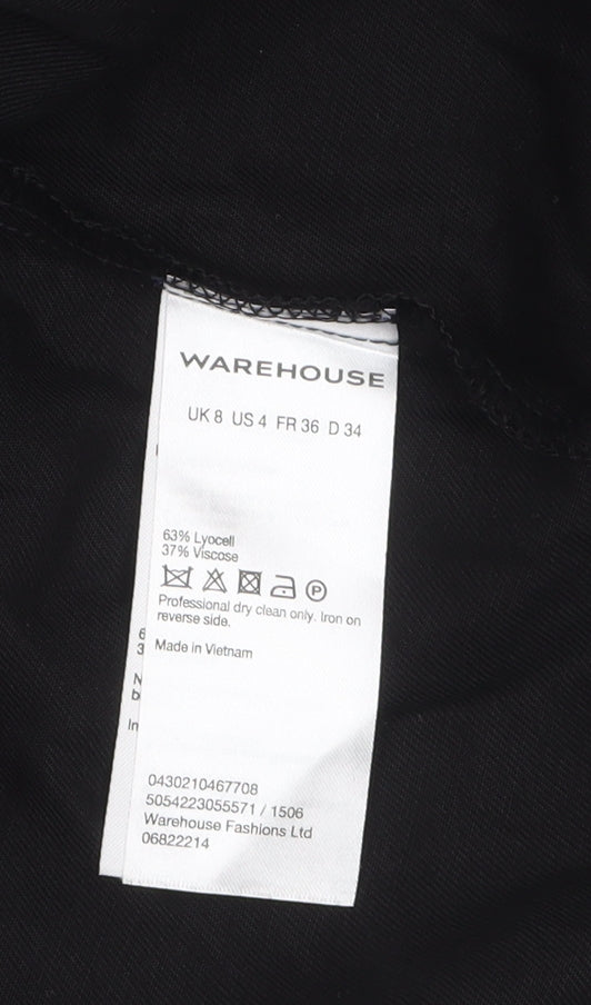 Warehouse Women’s Black Size 8 Blazer Jacket Lightweight Open Front