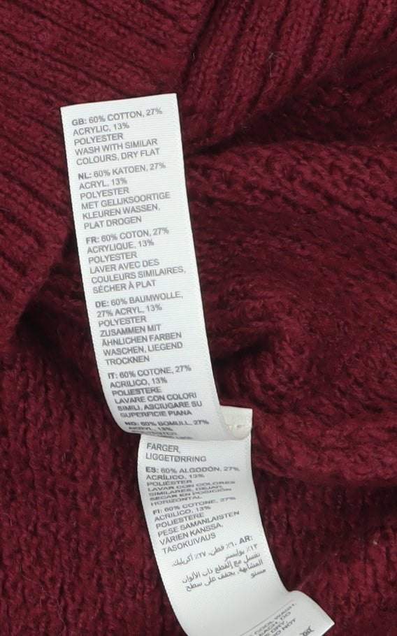 Fat Face Women's Red Cotton Knit Long Sleeve Tunic Jumper Size 10