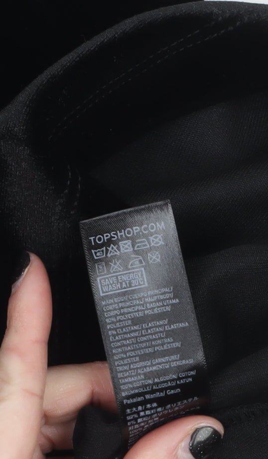 Topshop Women's Black Velvet One Shoulder Bodycon Dress UK 6