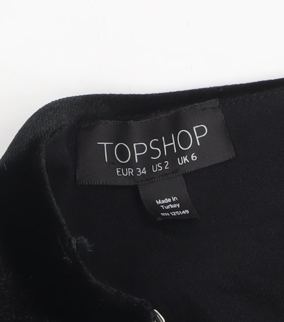 Topshop Women's Black Velvet One Shoulder Bodycon Dress UK 6