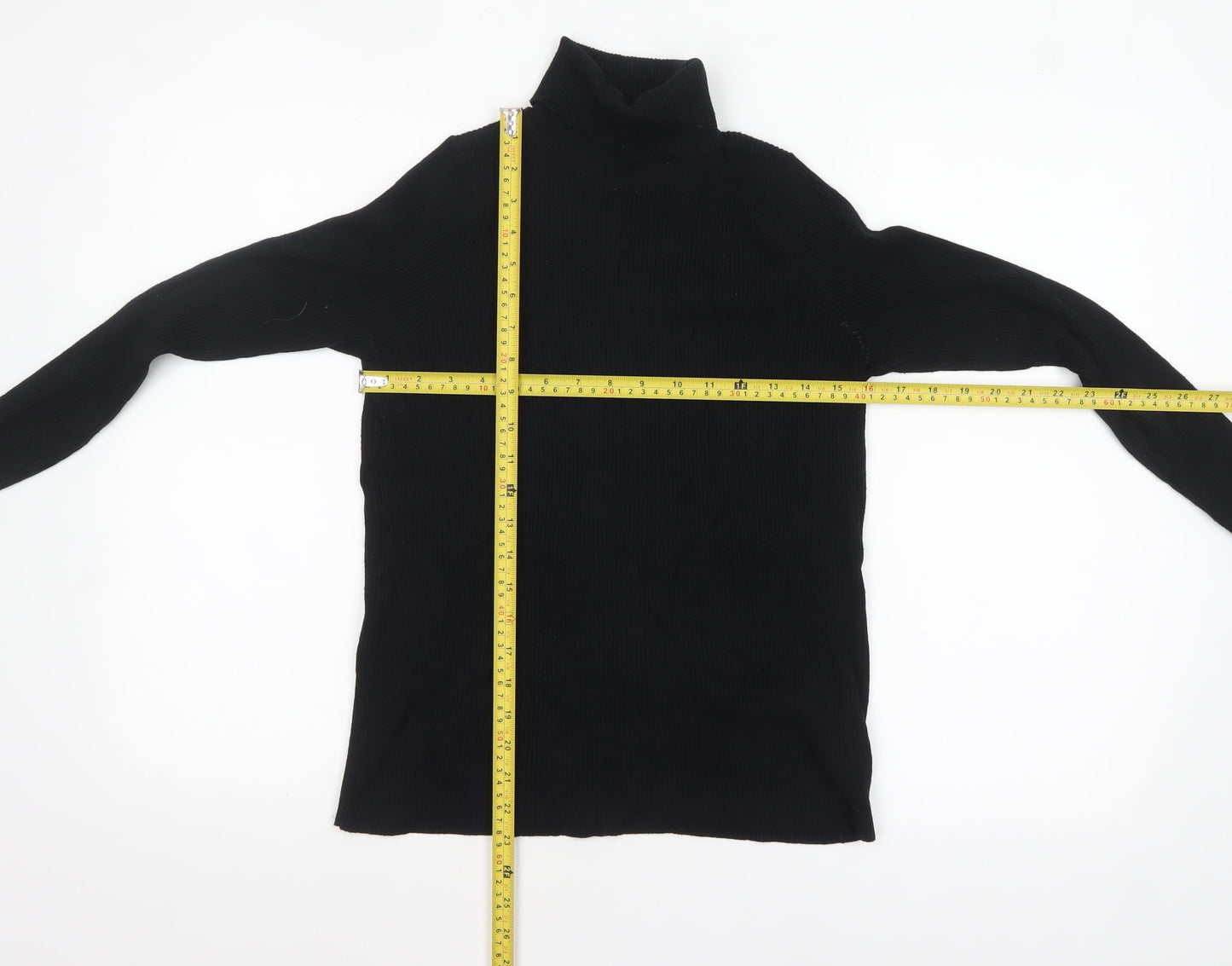 Marks & Spencer Women’s Black Roll Neck Ribbed Jumper Size 16