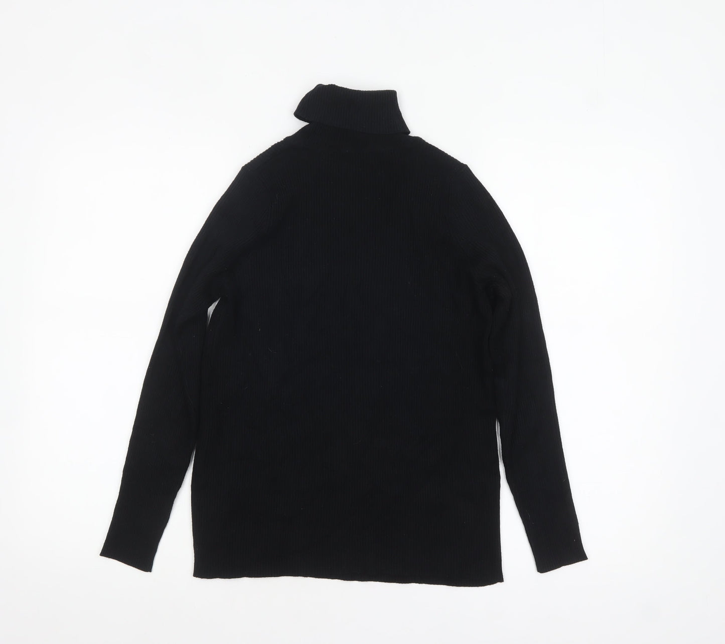 Marks & Spencer Women’s Black Roll Neck Ribbed Jumper Size 16