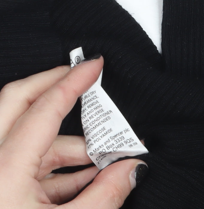 Marks & Spencer Women’s Black Roll Neck Ribbed Jumper Size 16