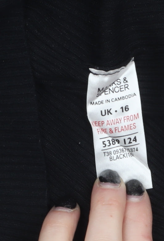 Marks & Spencer Women’s Black Roll Neck Ribbed Jumper Size 16