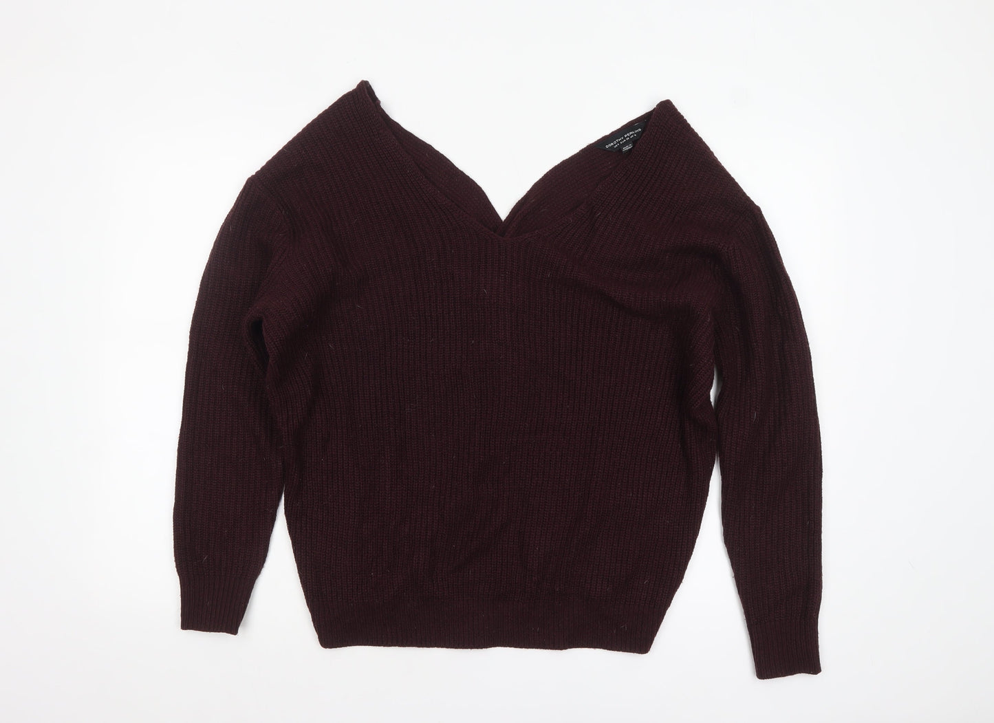 Dorothy Perkins Women's Brown V-Neck Long Sleeve Knit Jumper Size 10