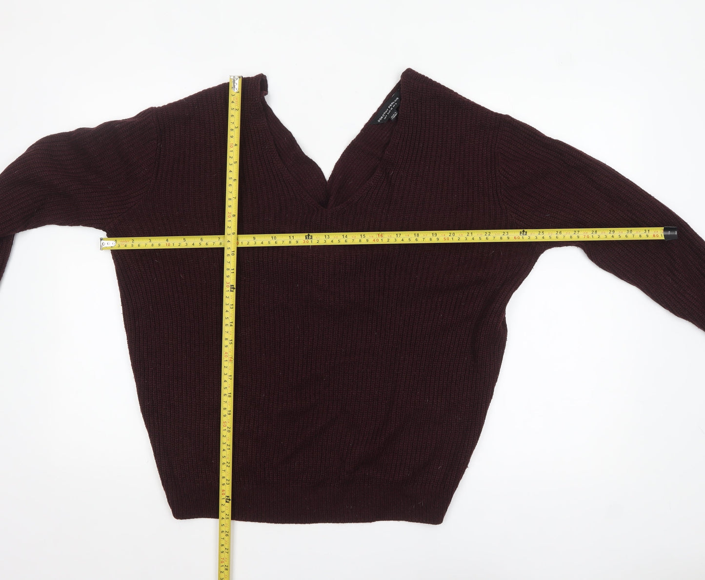 Dorothy Perkins Women's Brown V-Neck Long Sleeve Knit Jumper Size 10