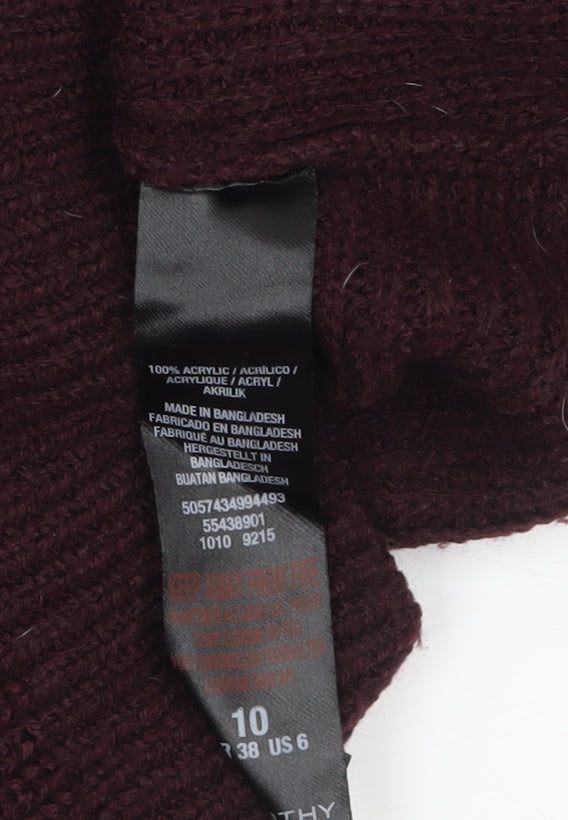 Dorothy Perkins Women's Brown V-Neck Long Sleeve Knit Jumper Size 10