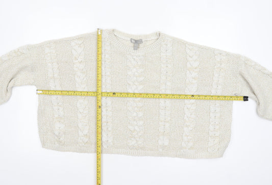 ASOS Women Ivory Cable-Knit Jumper UK 8 Acrylic Nylon Blend