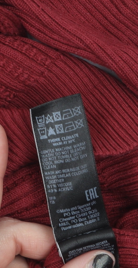 Marks and Spencer Per Una Red Boat Neck Knit Jumper Women’s Size 16