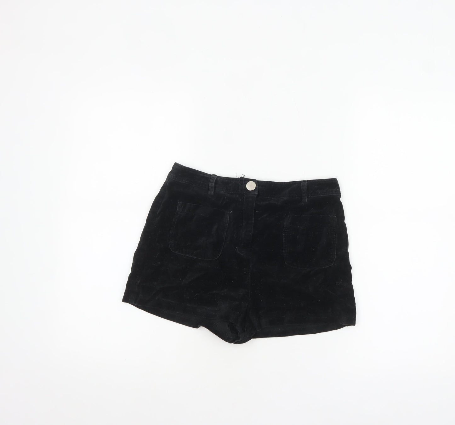 Representative Women Black Cotton Velvet High Rise Chino Shorts S