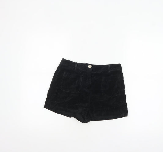 Representative Women Black Cotton Velvet High Rise Chino Shorts S