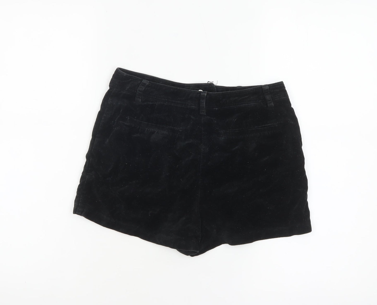 Representative Women Black Cotton Velvet High Rise Chino Shorts S