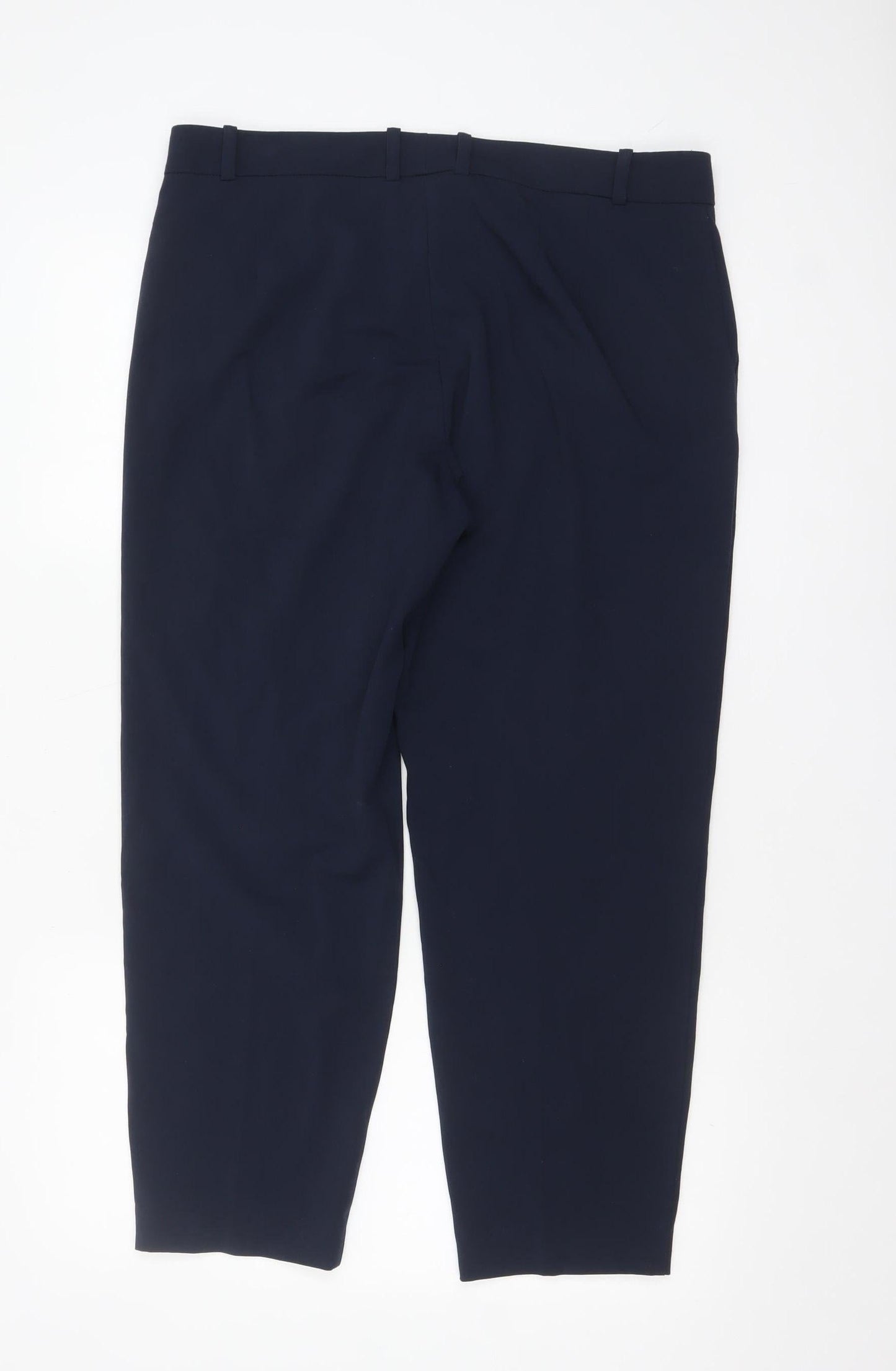 Mango Womens Blue Slim Fit Cropped Tapered Trousers Size 14