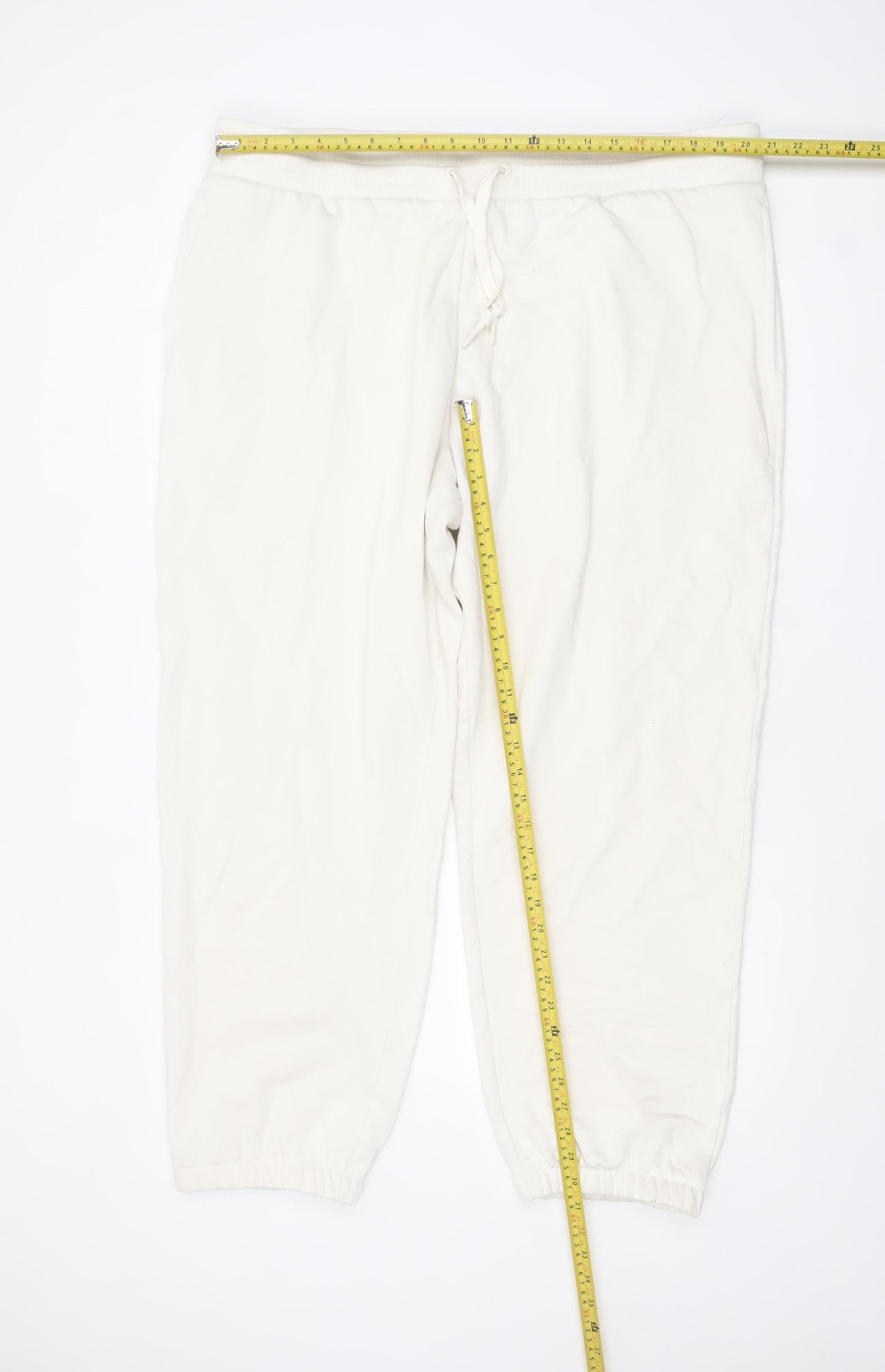 Marks and Spencer Men's Ivory 2XL Regular Cotton Blend Jogger Trousers
