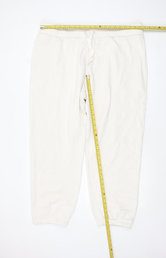 Marks and Spencer Men's Ivory 2XL Regular Cotton Blend Jogger Trousers