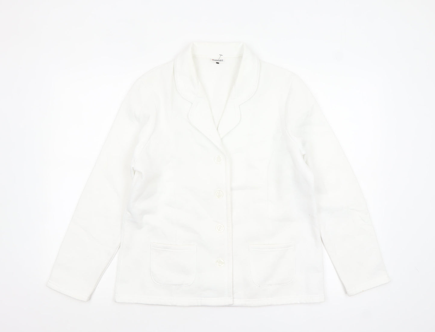Damart Women White Size 14/16 Classic Blazer Long Sleeve Jacket