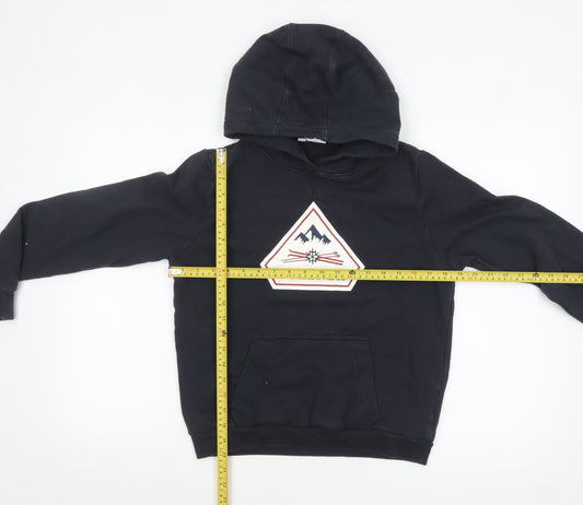 Pyrenex Boys Black 14 Years Pullover Hoodie 100% Cotton Graphic Print