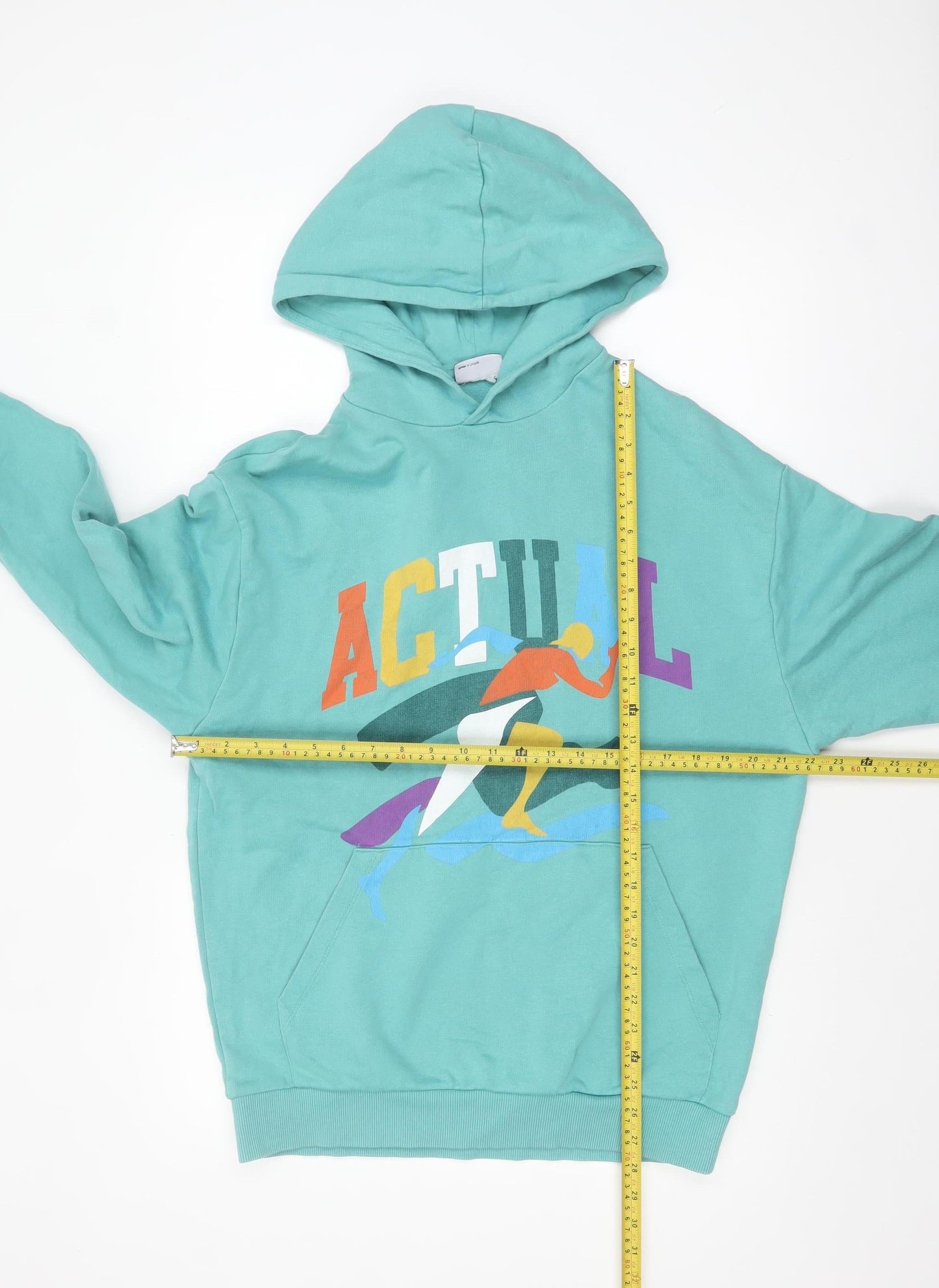 ASOS Design Men's Green XS Pullover Hoodie with Graphic Print