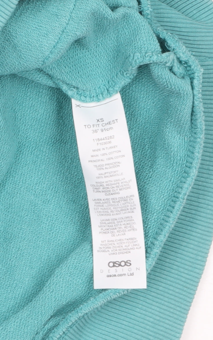 ASOS Design Men's Green XS Pullover Hoodie with Graphic Print