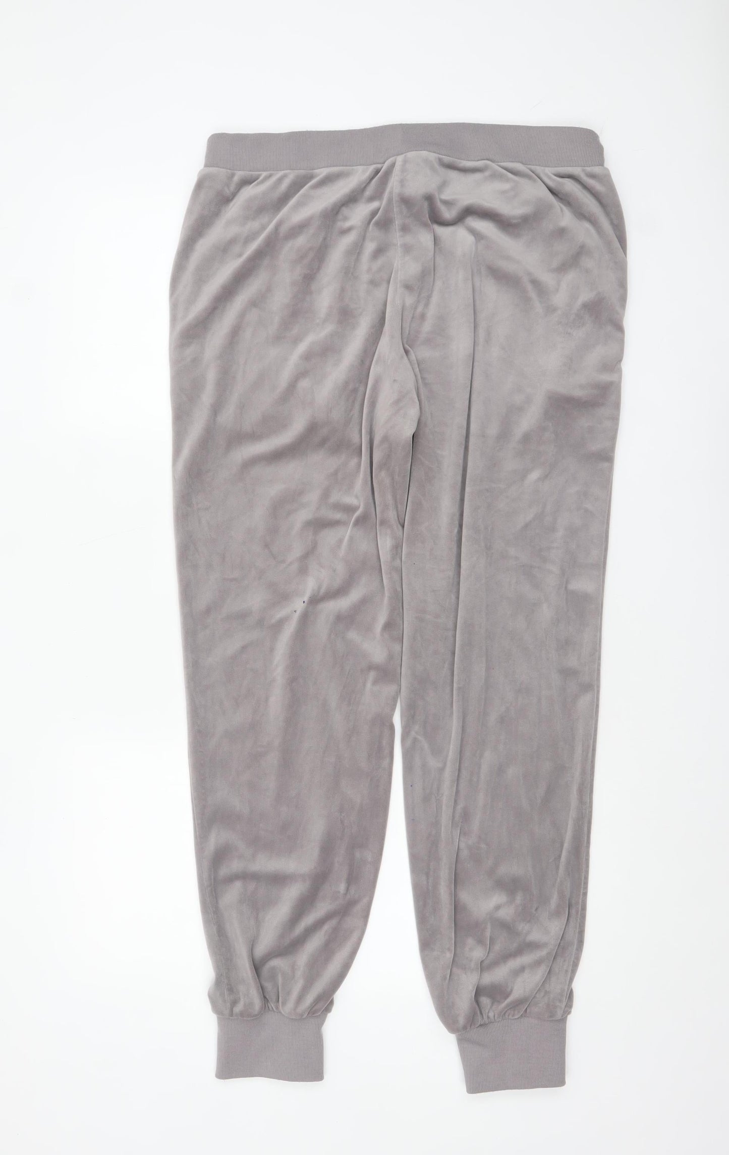 JYI London Womens Grey Velour Pearl Jogger Trousers 3XL